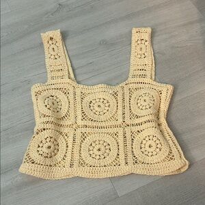 Tilly's Crochet Tan Crop Top